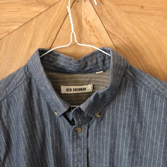 Blue & White Striped Ben Sherman Button Up Shirt - Picture 2 of 7